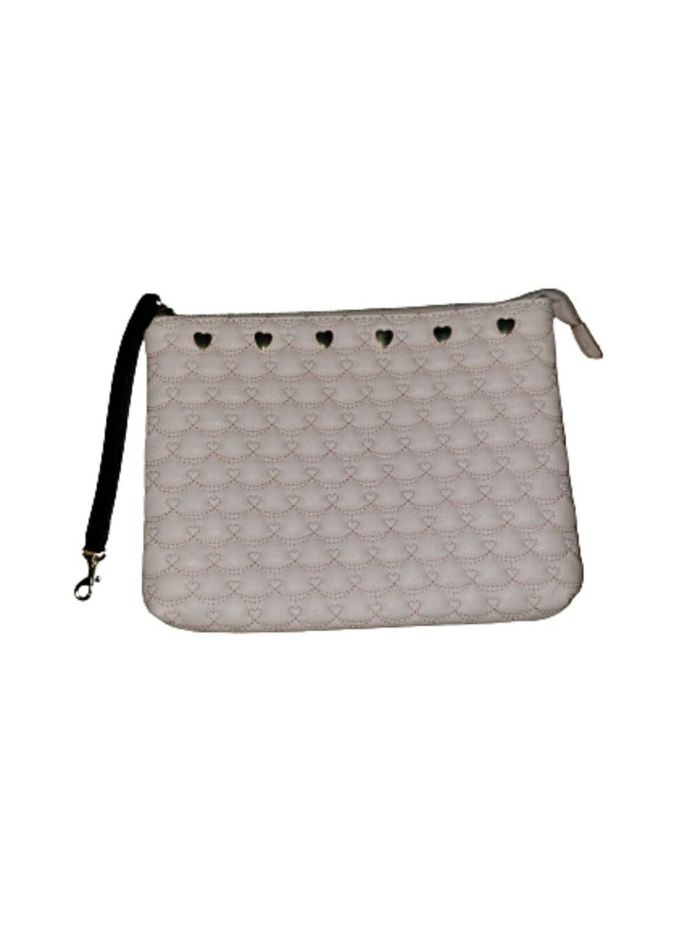 Betsey Johnson Quilted Pink Heart Clutch Wristlet